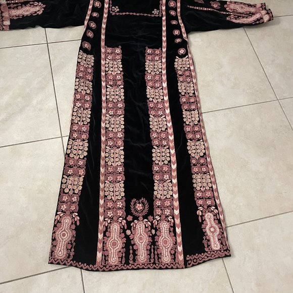 Stunning Custom made Velvet Black Palestinian Thobe Kaftan  Dress Abaya - Picture 7 of 9